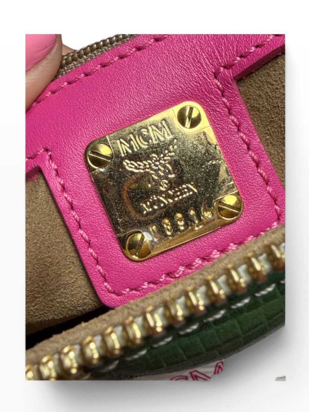 MCM White and Pink Visetos Leather Princess Lion Boston Bag - Picture 10 of 10